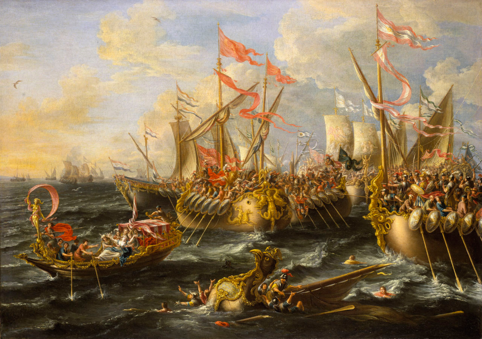 Darstellung der Schlacht bei Actium von Lorenzo A. Castro, 1672 (https://de.wikipedia.org/wiki/Schlacht_bei_Actium#/media/Datei:Castro_Battle_of_Actium.jpg) Darstellung der Schlacht bei Actium von Lorenzo A. Castro, 1672 (https://de.wikipedia.org/wiki/Schlacht_bei_Actium#/media/Datei:Castro_Battle_of_Actium.jpg)