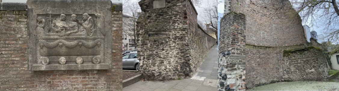 Erforschung der teils rekonstruierten Stadtmauer in Köln (Richtung Westen)