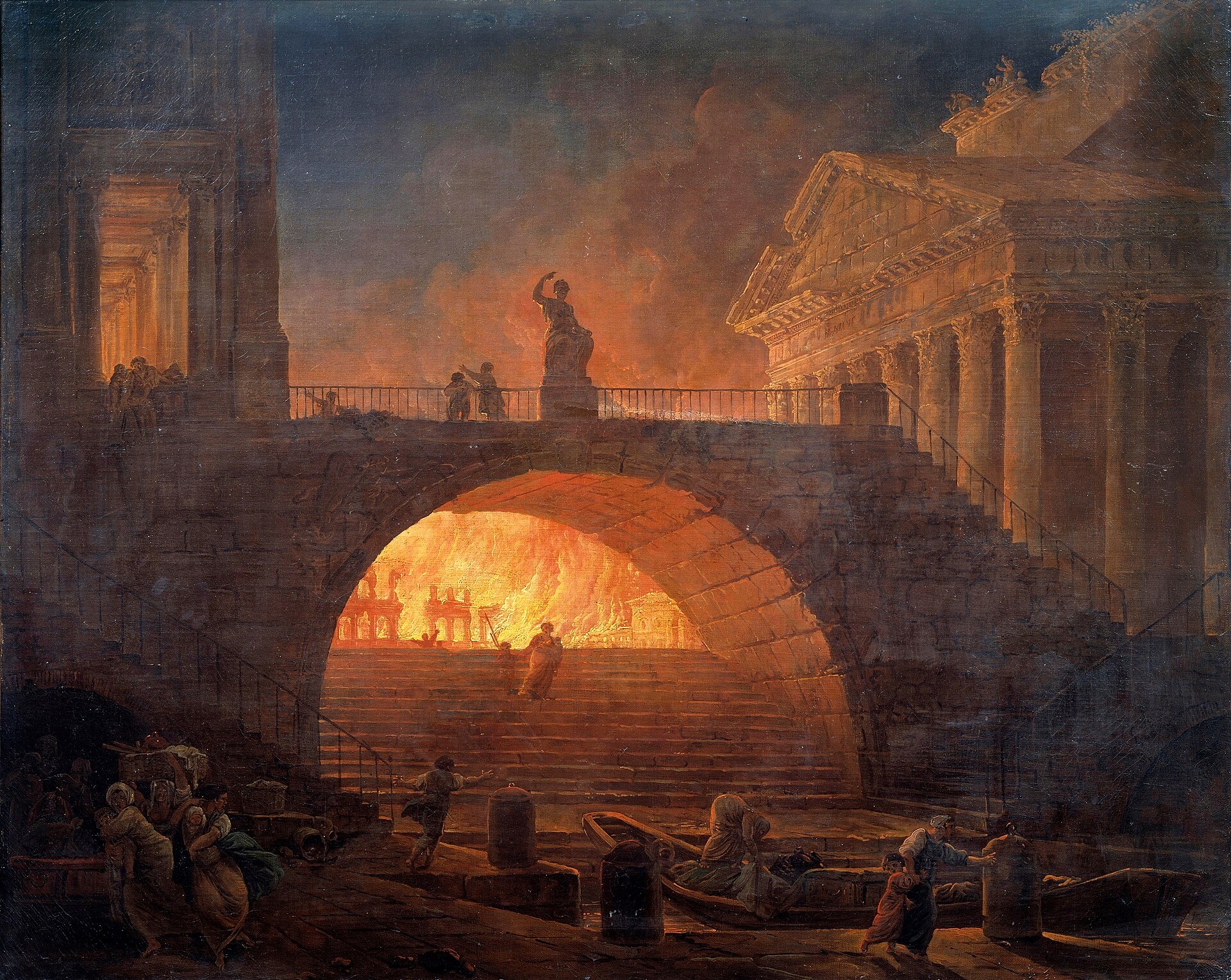 Gemälde „The fire of Rome“ von Hubert Robert. Gemälde „The fire of Rome“ von Hubert Robert.